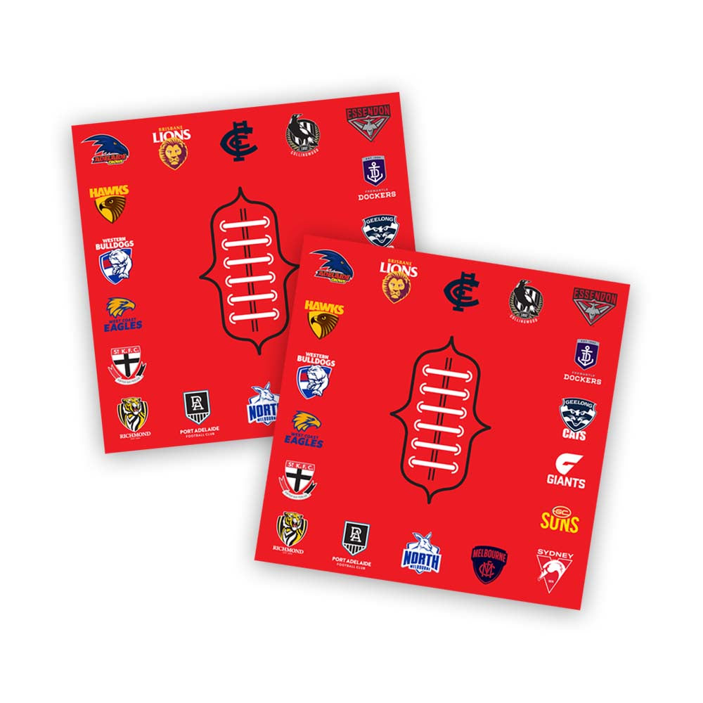 AFL All Team Design Footy Napkins (pack of 50)