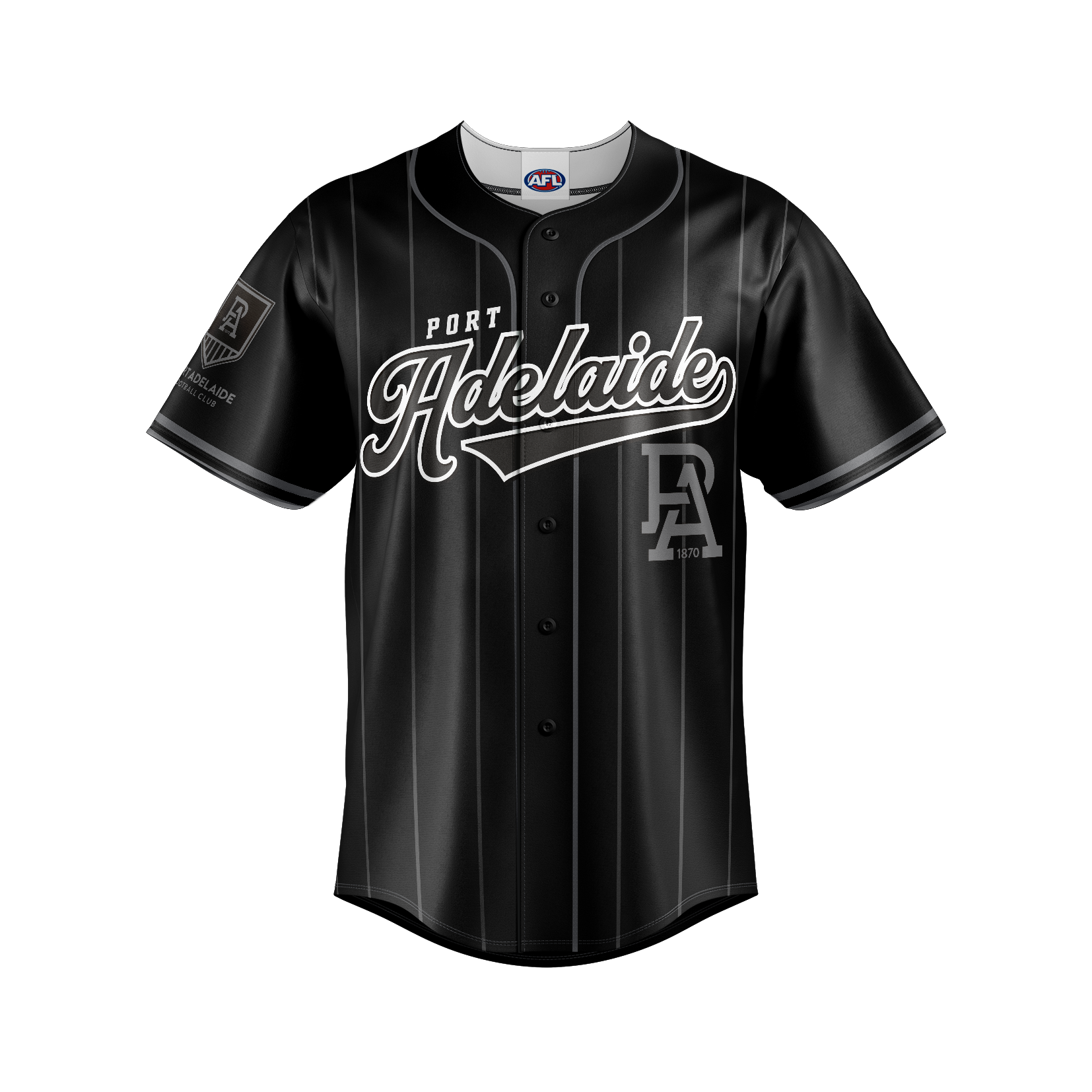 Port Adelaide Power  Youth Blackout Baseball Shirt