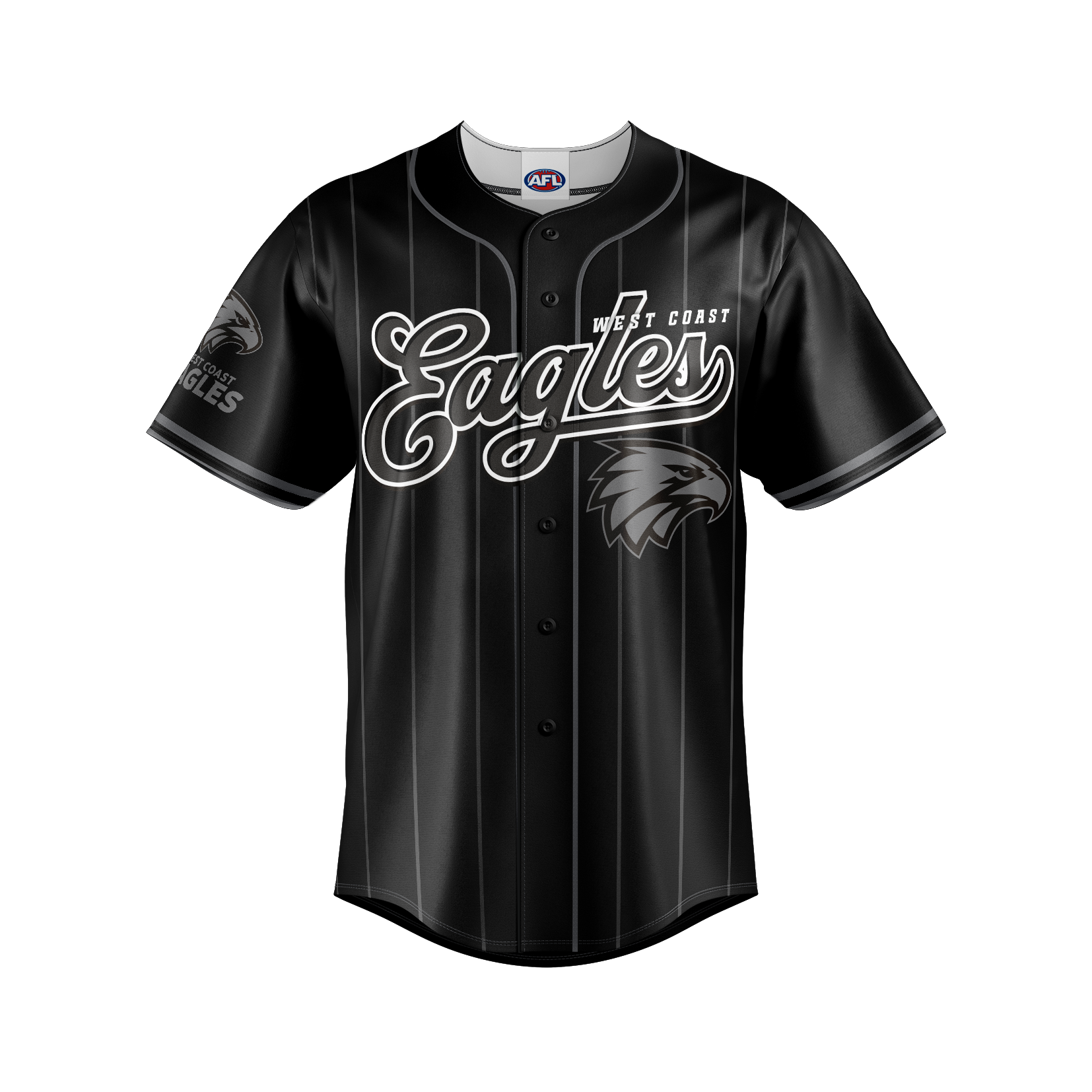 West Coast Eagles Blackout Baseball Shirt