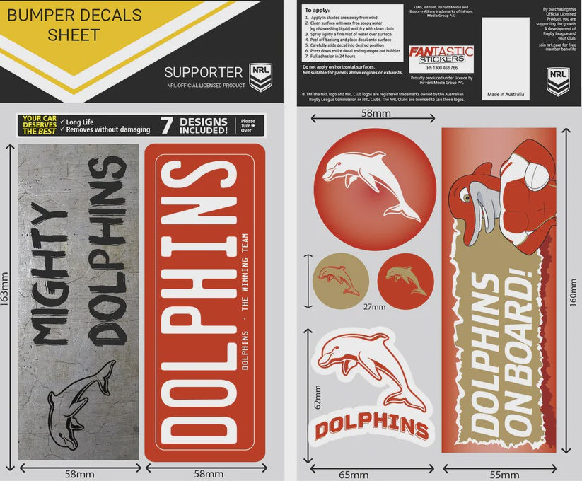 Dolphins Bumper Decals Sheet