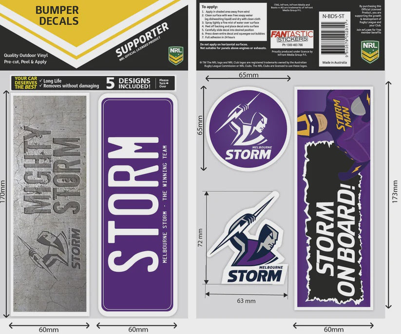 Melbourne Storm Bumper Decals Sheet