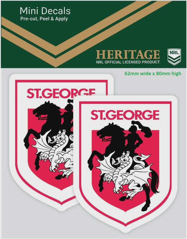 St George Illawarra Dragons Heriatge  2 Mini Decals