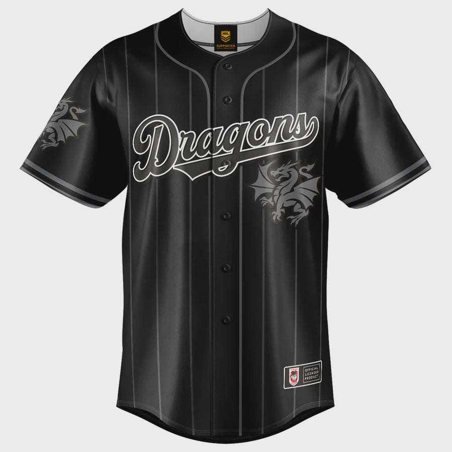 St George Illawarra Dragons Blackout Baseball Shirt