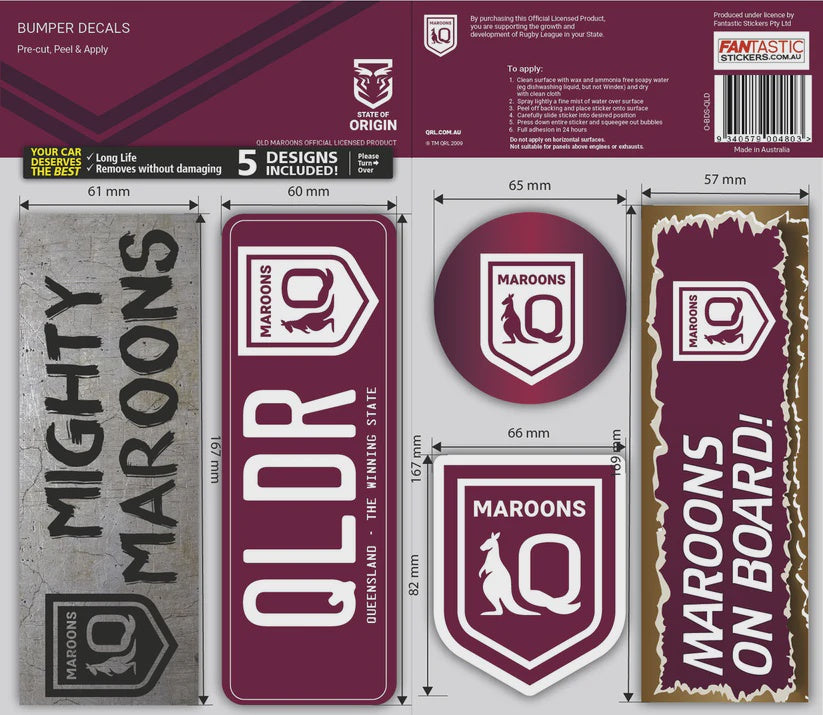 Queensland State Of Origin Bumper Decal Sheet
