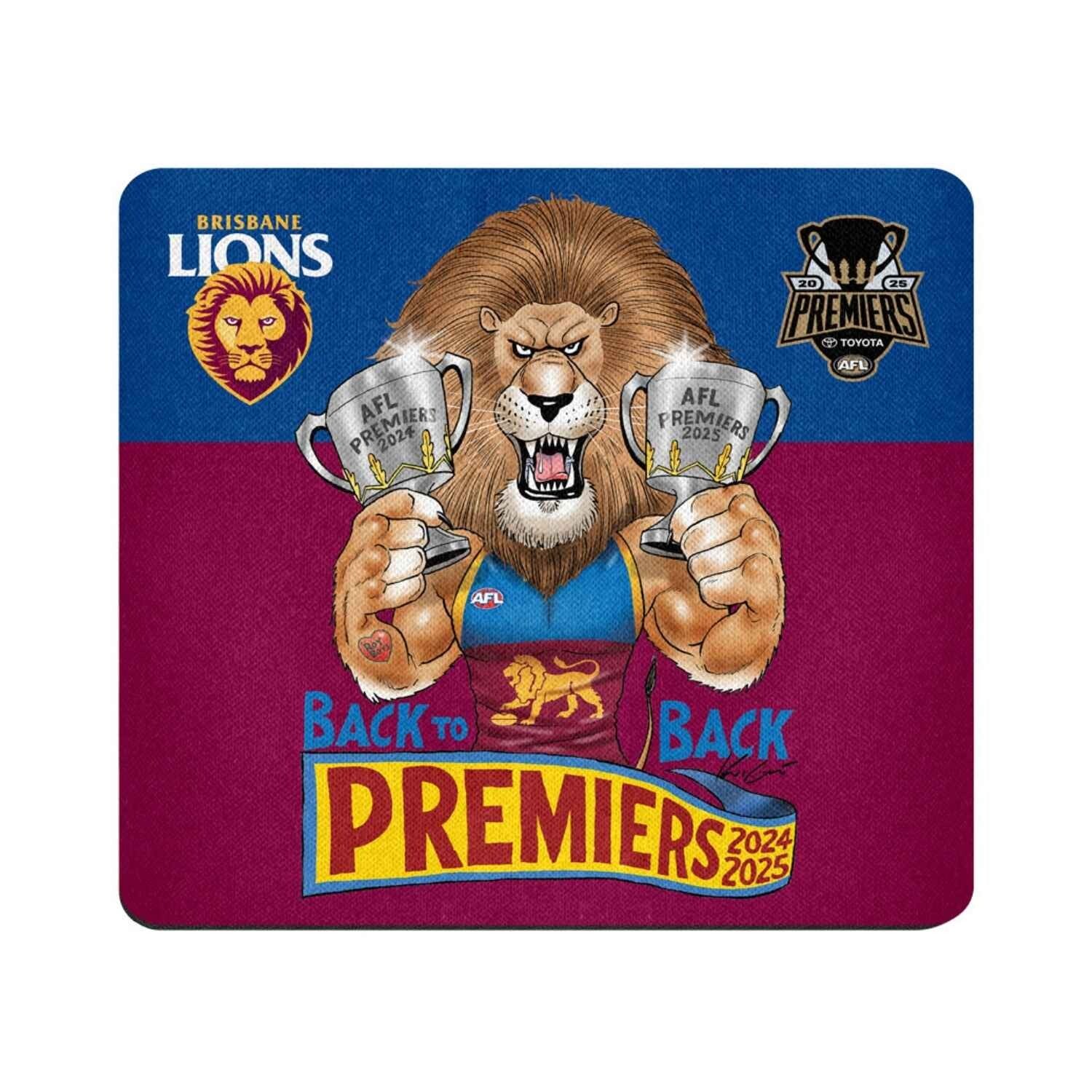 Brisbane Lions 2025 Mark Knight Premiers Mouse Mat