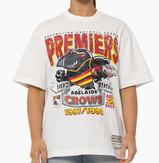 Adelaide Crows Back To Back Premiers Mitchell & Ness Tee - Vintage White