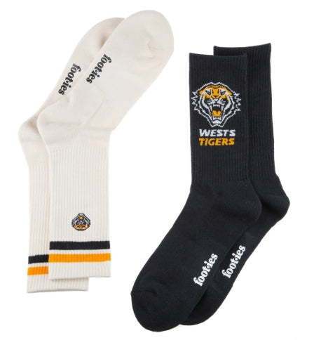 West Tigers Sneaker Socks - 2 Pack