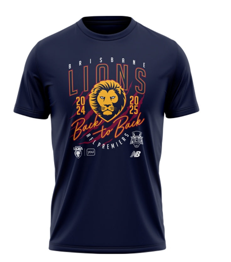 Brisbane Lions 2025 Premiers Back To Back Youth Tee