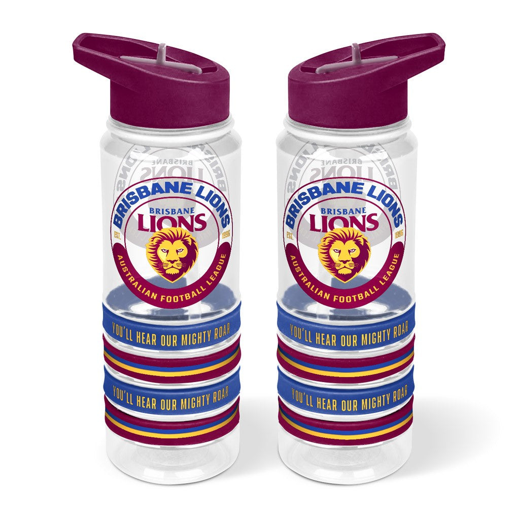 Brisbane Lions Clear Tritan Drink Bottle With Bands