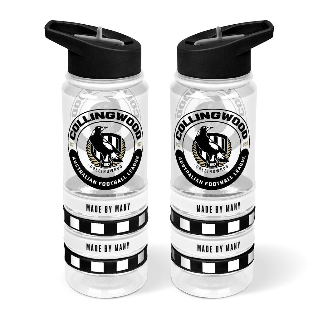 Collingwood Magpies Clear Tritan Drink Bottle With Bands
