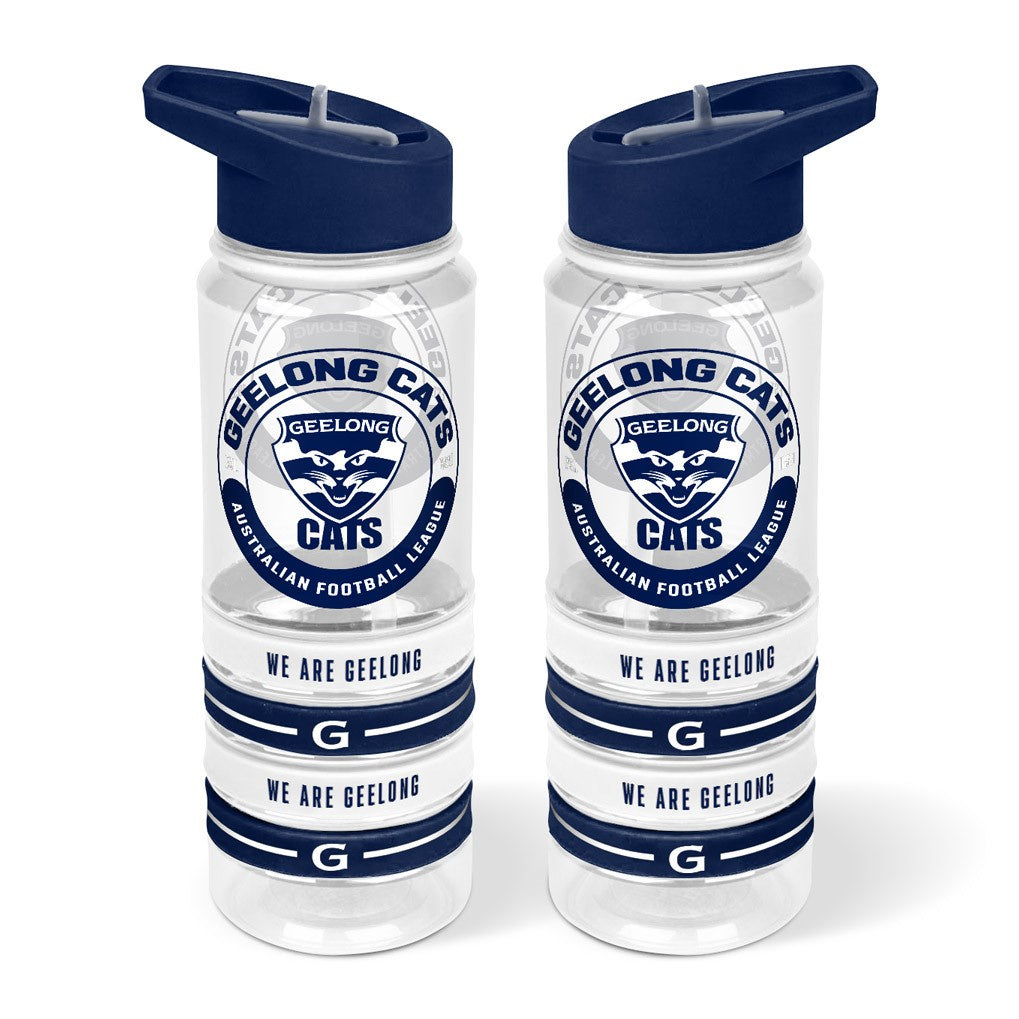 Geelong Cats Clear Tritan Drink Bottle With Bands