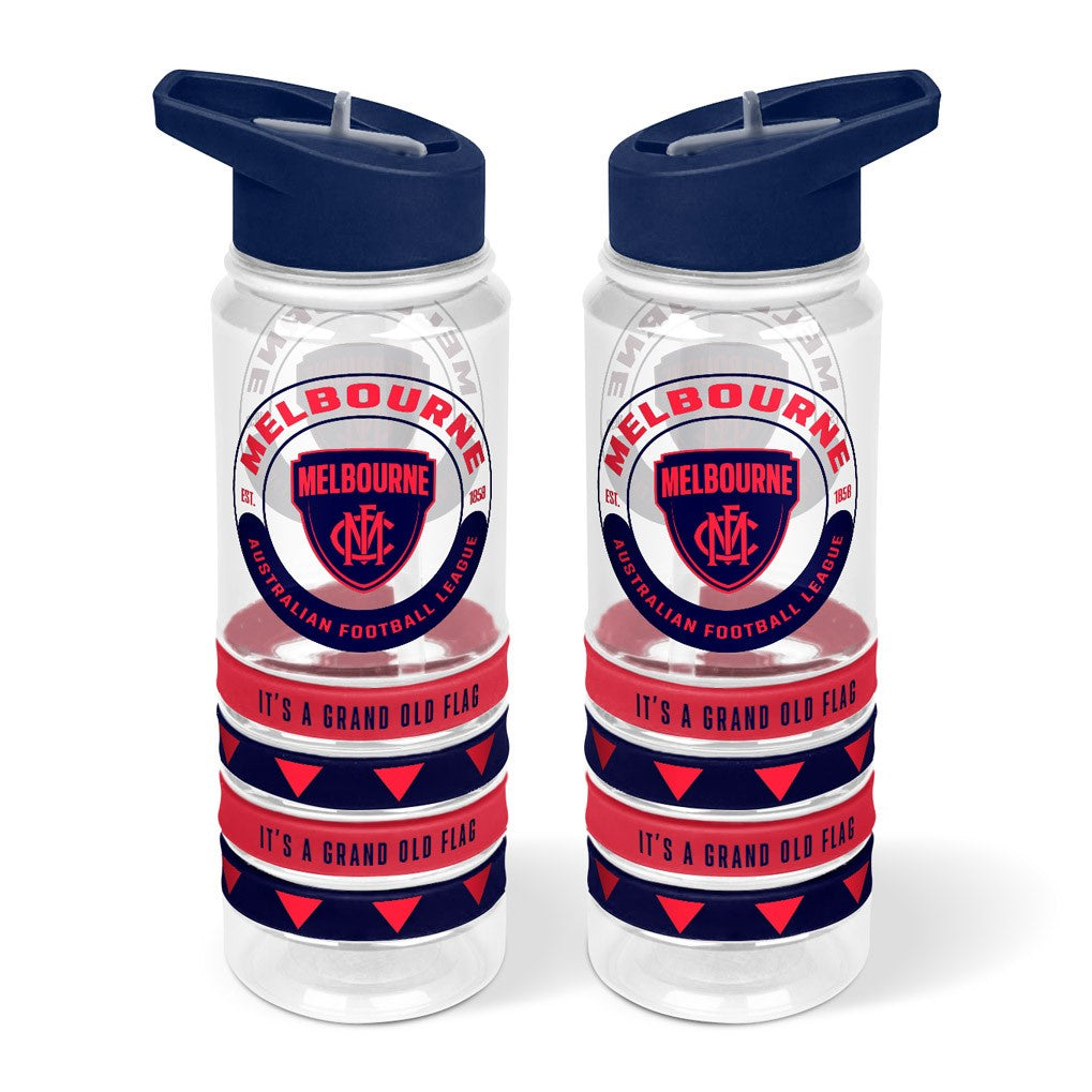 Melbourne Demons Clear Tritan Drink Bottle With Bands