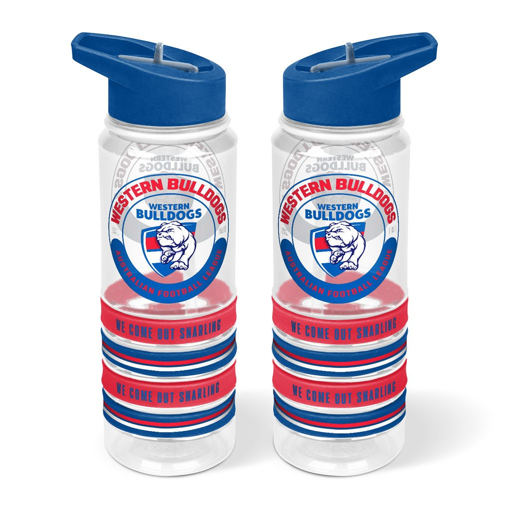 Western Bulldogs Clear Tritan Drink Bottle With Bands