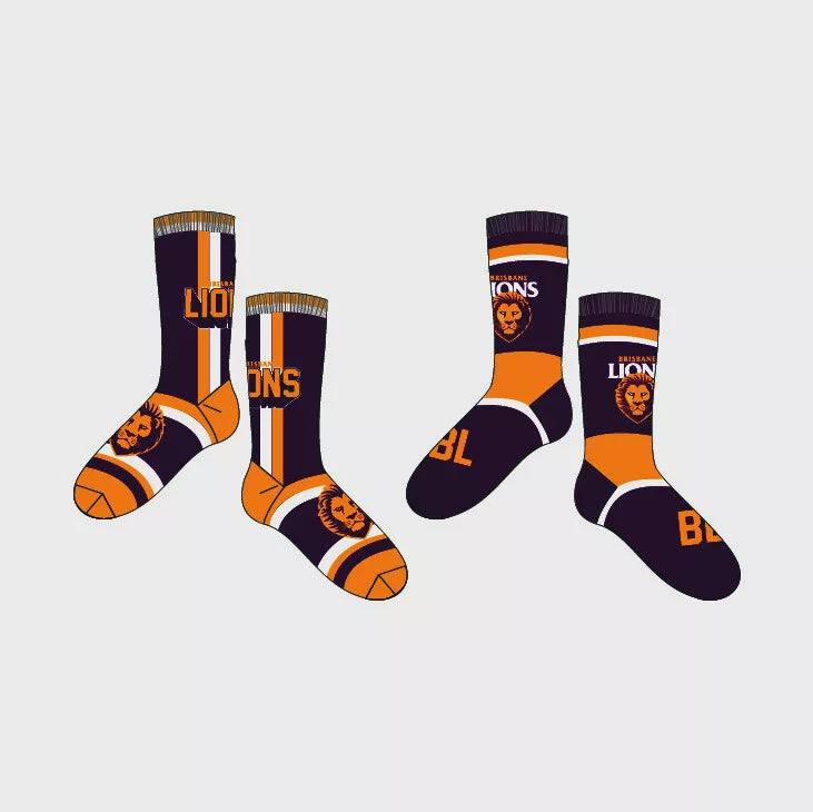Brisbane Lions Socks - Pack Of 2