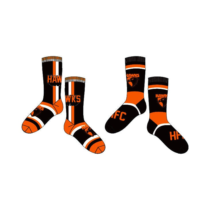 Hawthorn Hawks Socks - Pack Of 2