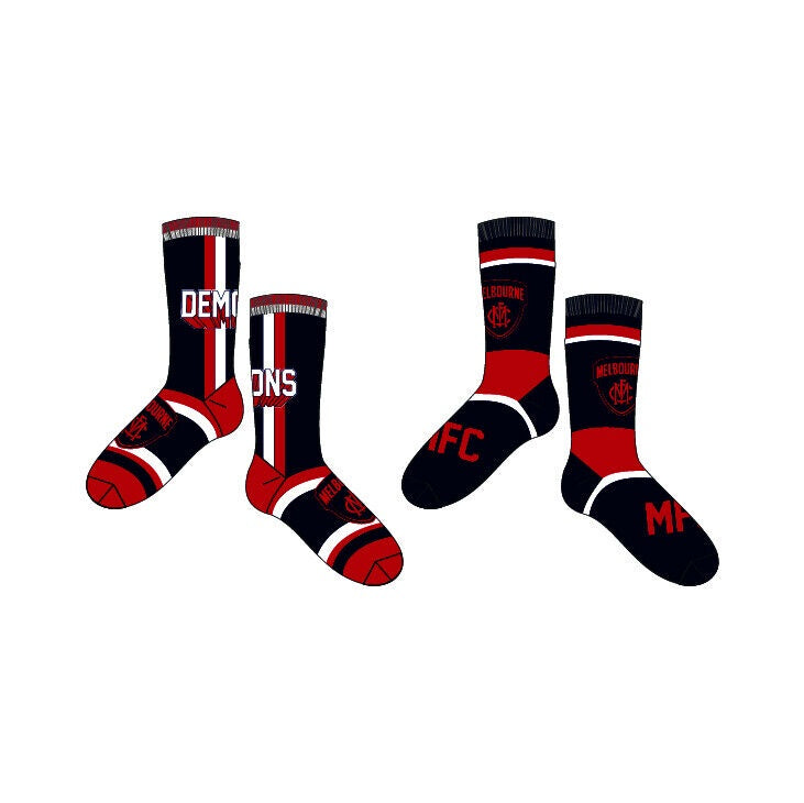 Melbourne Demons Socks - Pack Of 2