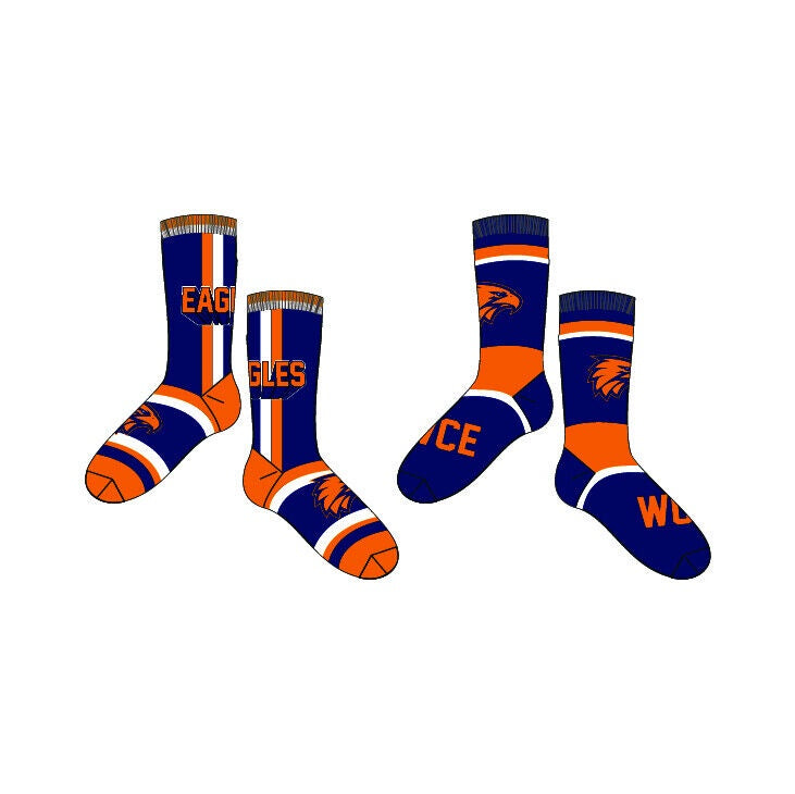 West Coast Eagles Socks - Pack of 2