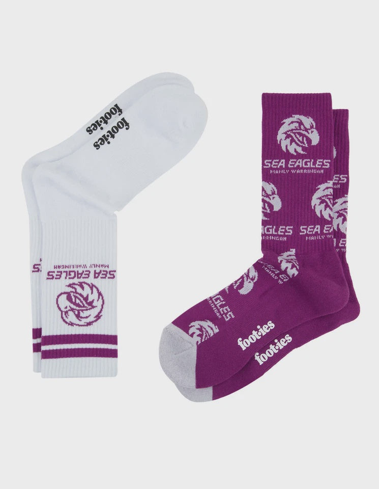 Manly Sea Eagles  Sneaker Socks - 2 Pack