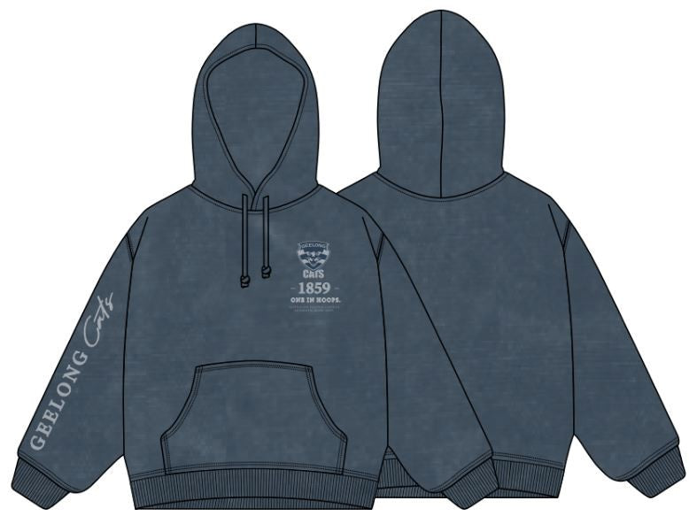 Geelong Cats Acid Wash Hoodie