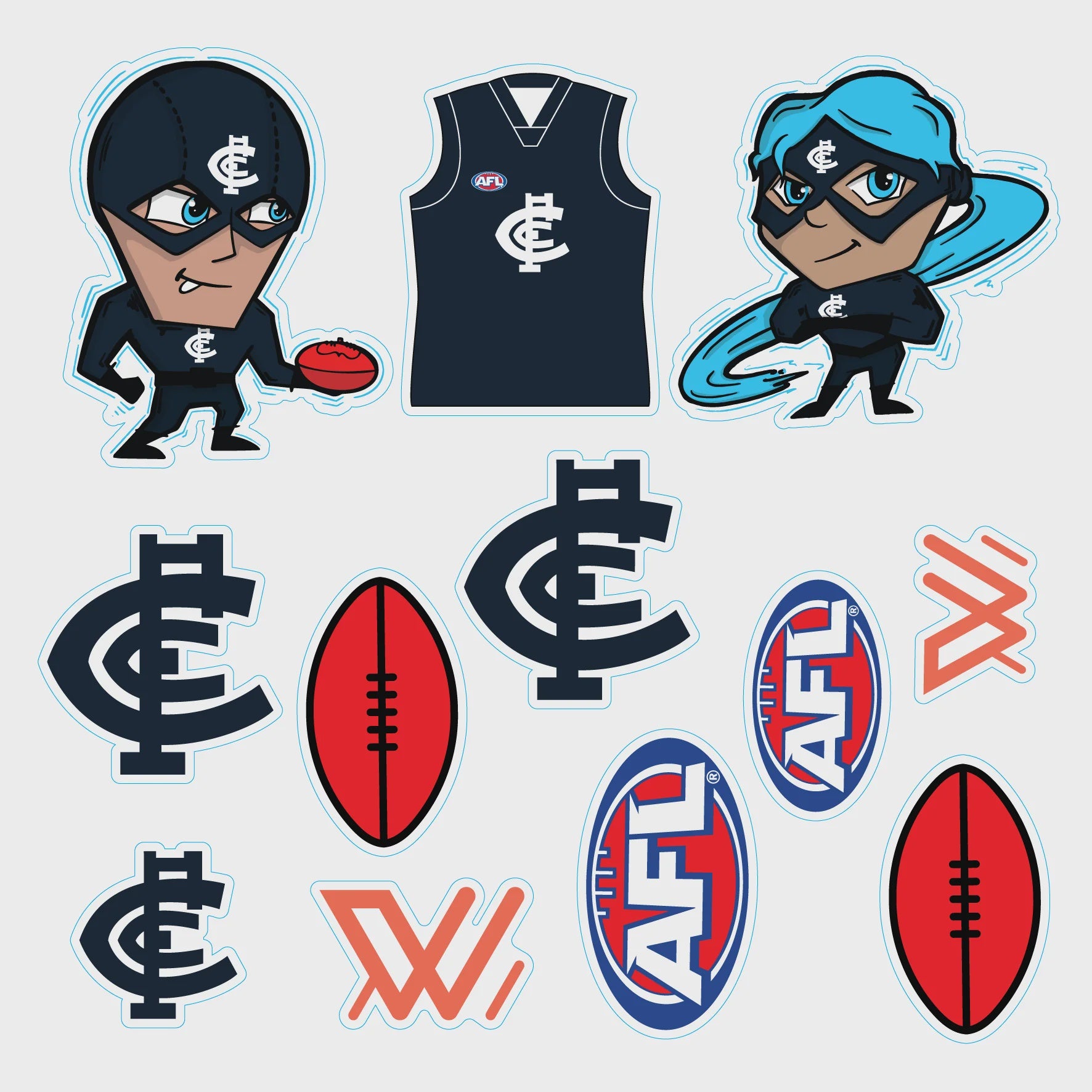 Carlton Blues Sticker Sheet