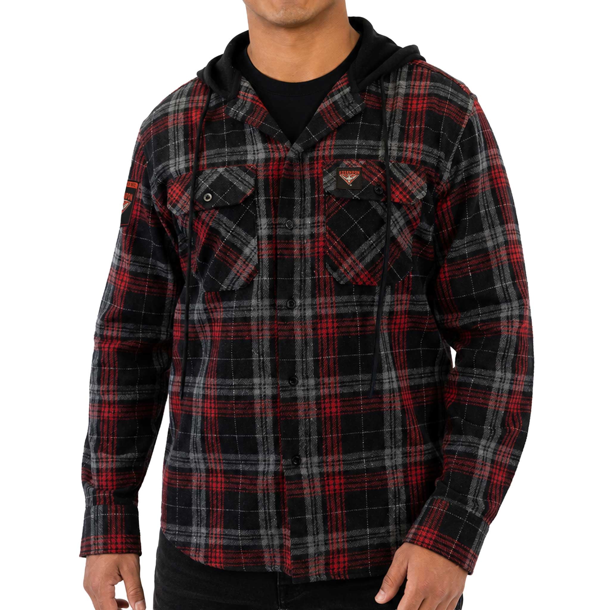 Essendon Bombers Hooded Flannel Shirt