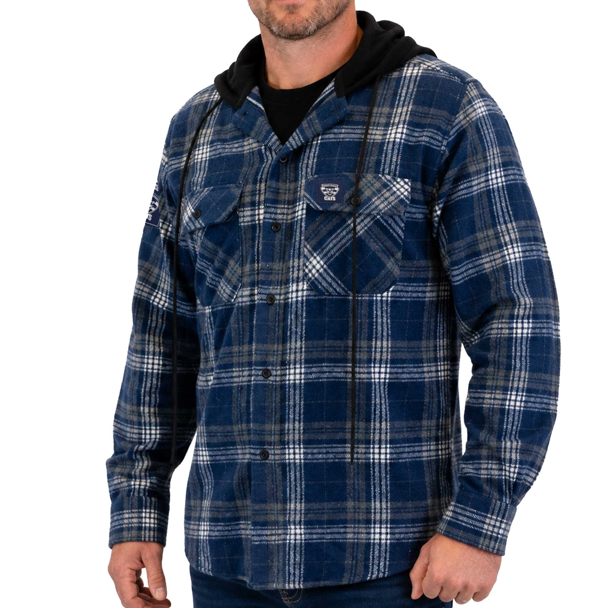 Geelong Cats Hooded Flannel Shirt