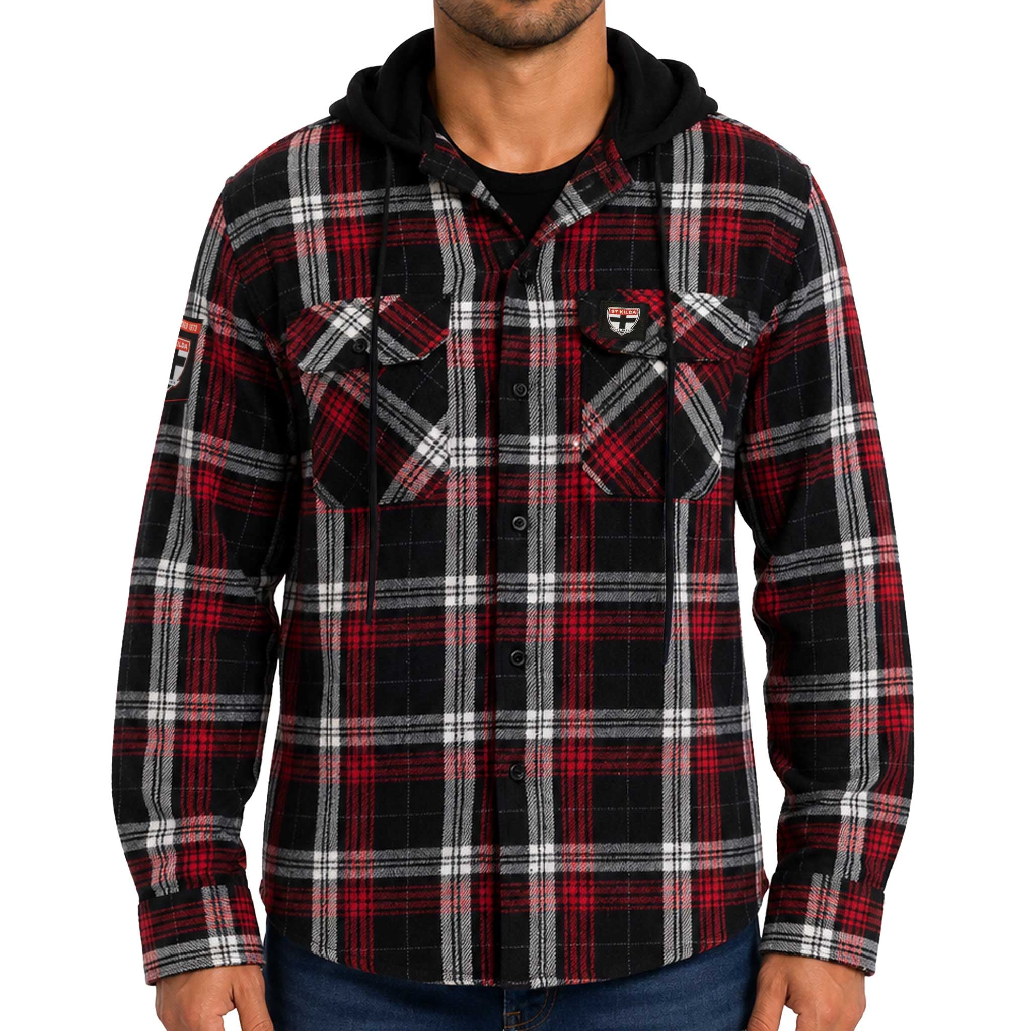 St Kilda Saints Hooded Flannel Shirt