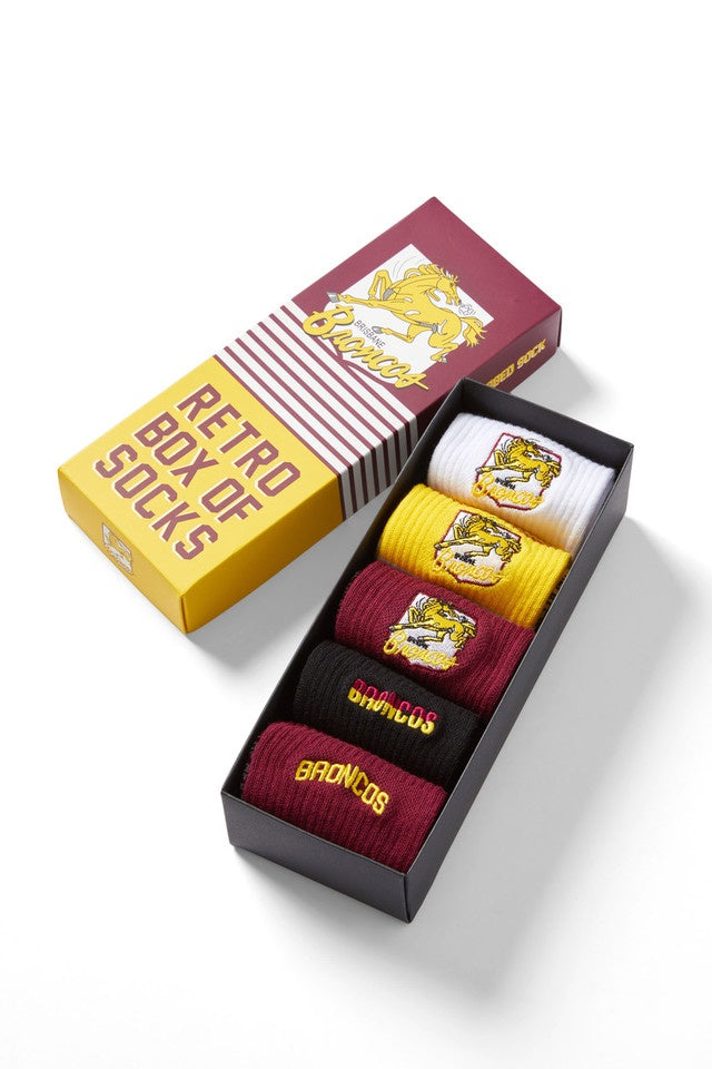 Brisbane Broncos Retro Box Of Socks
