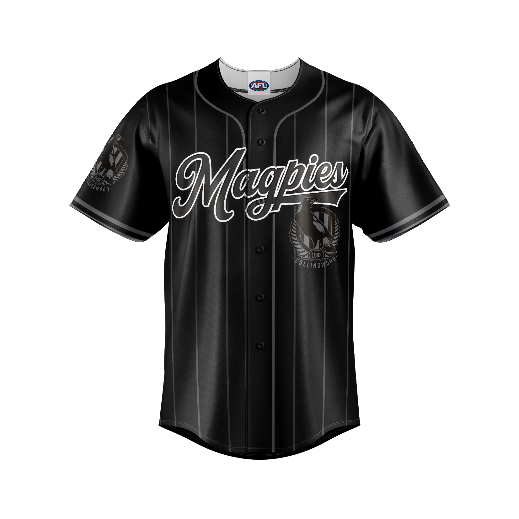 Collingwood Magpies Youth Blackout Baseball Shirt