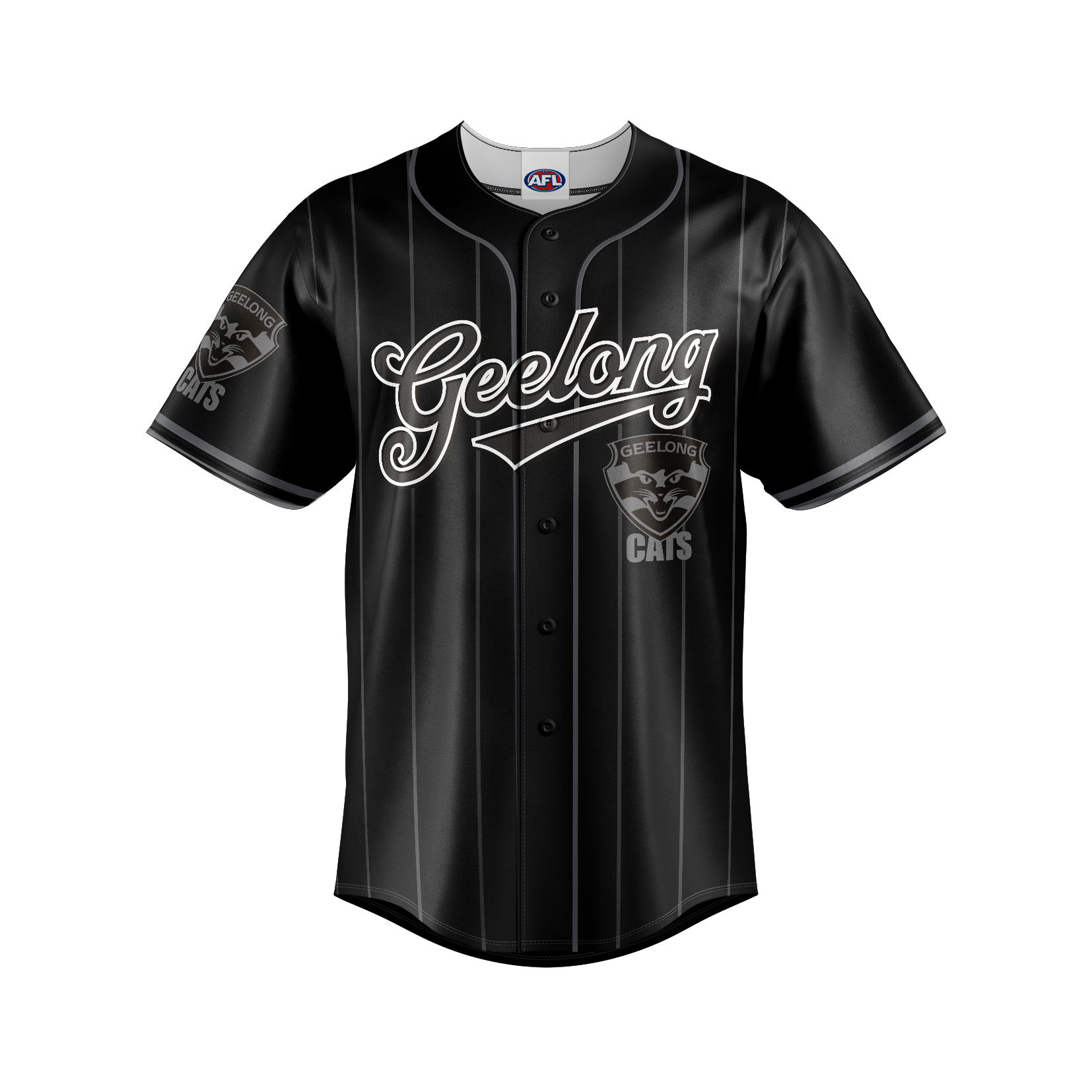 Geelong Cats Youth Blackout Baseball Shirt