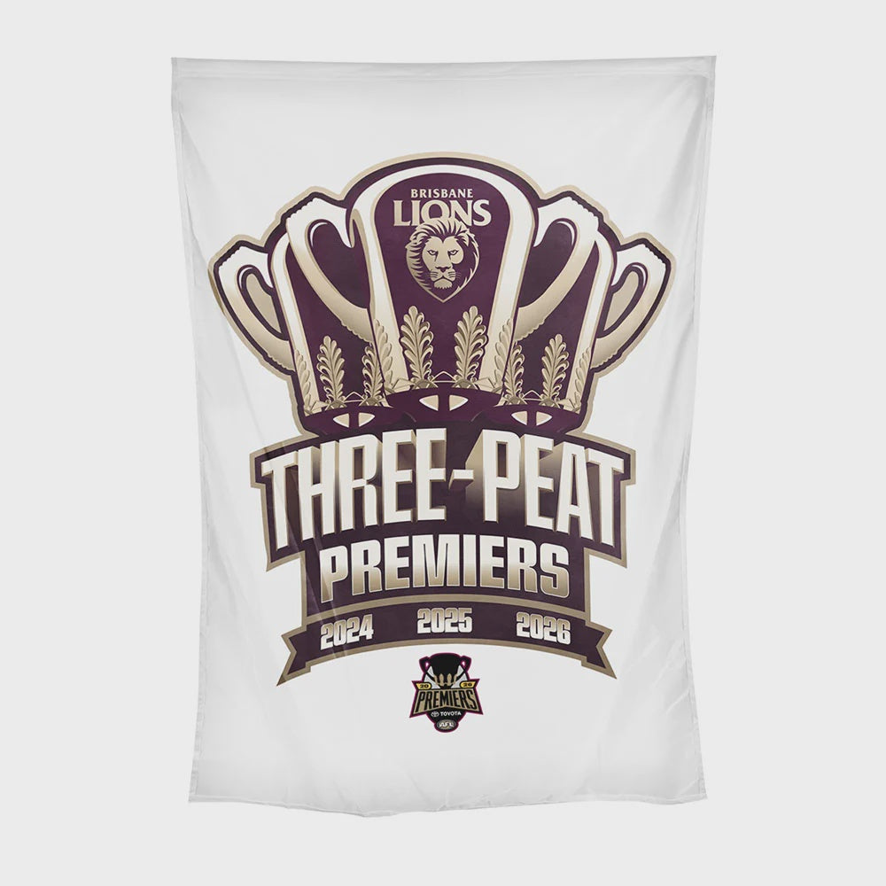 Brisbane Lions Premiers 2026 Three Peat Flag