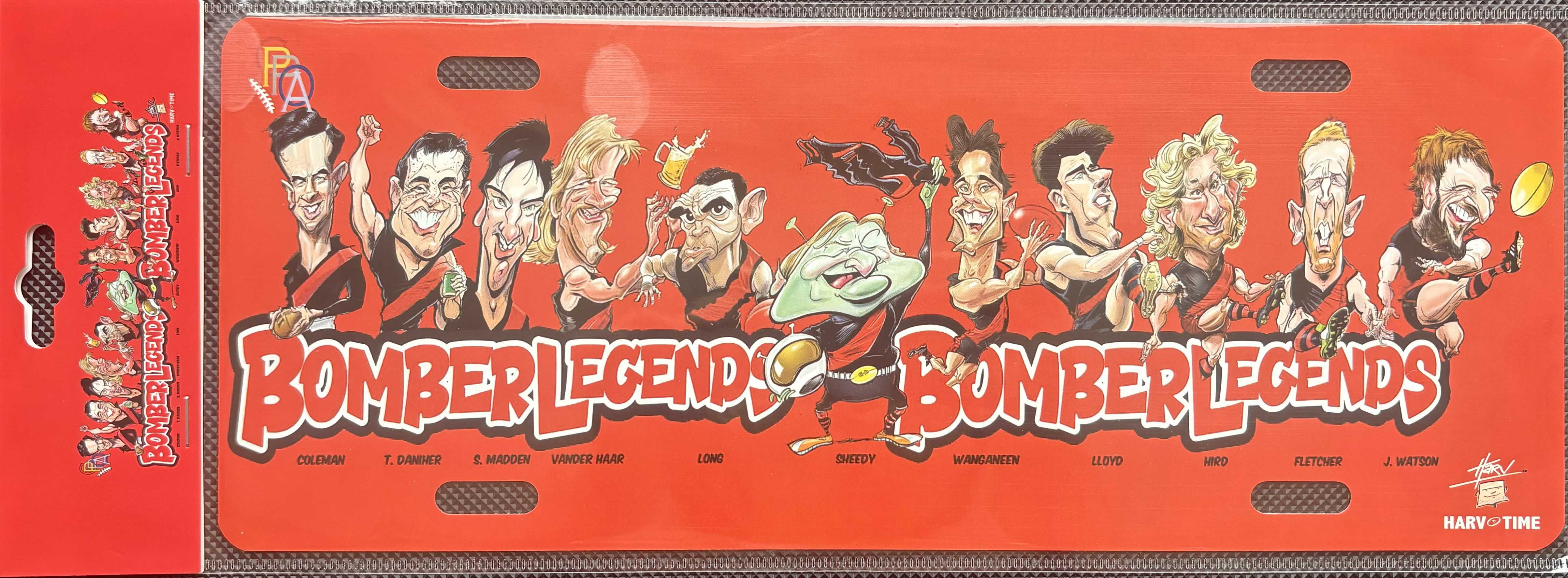 Essendon Bombers Legends Caricature Licence Plate Tin Sign
