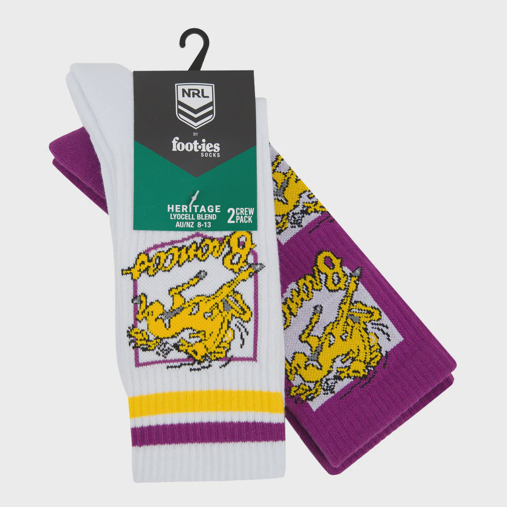 Brisbane Broncos Retro Sneakers Socks 2 pack