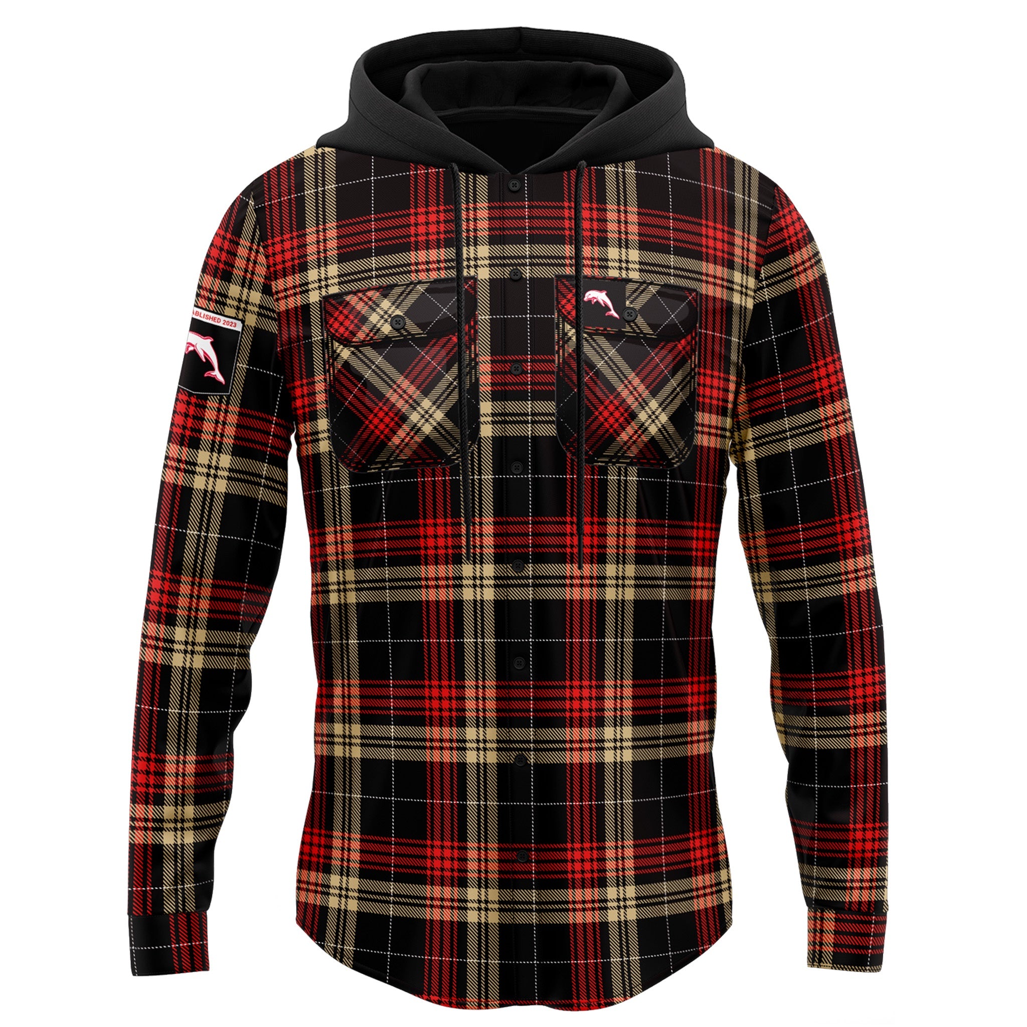 Dolphins Hooded Flannel Shirt