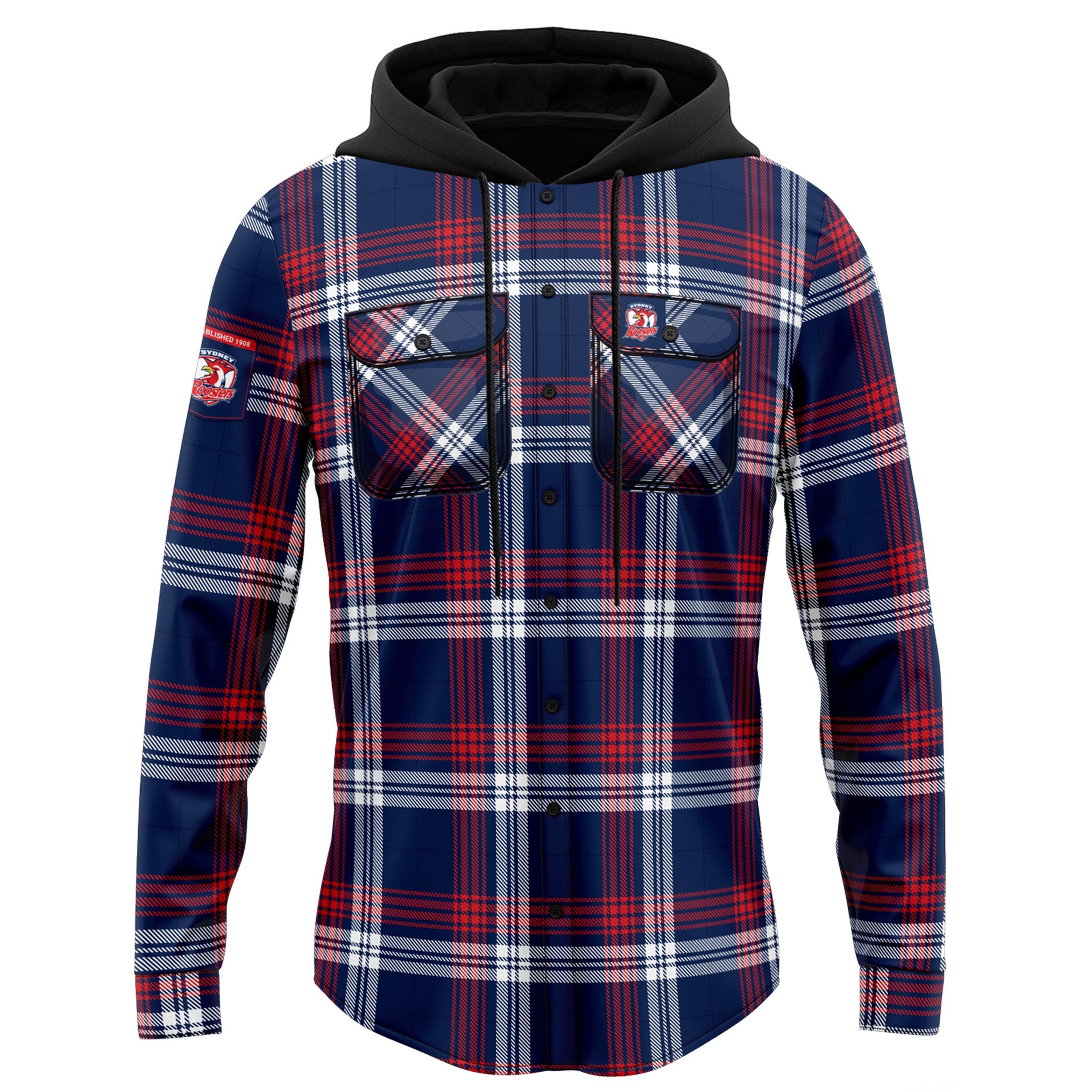 Sydney Roosters Hooded Flannel Shirt
