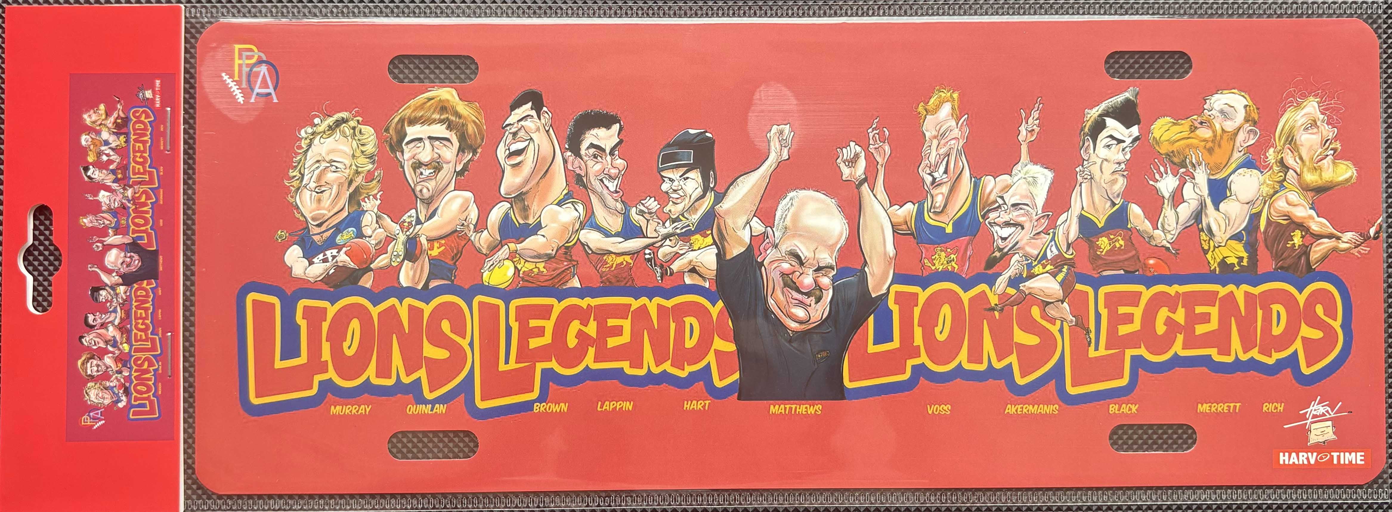 Brisbane Lions Legends Caricature Licence Plate Tin Sign