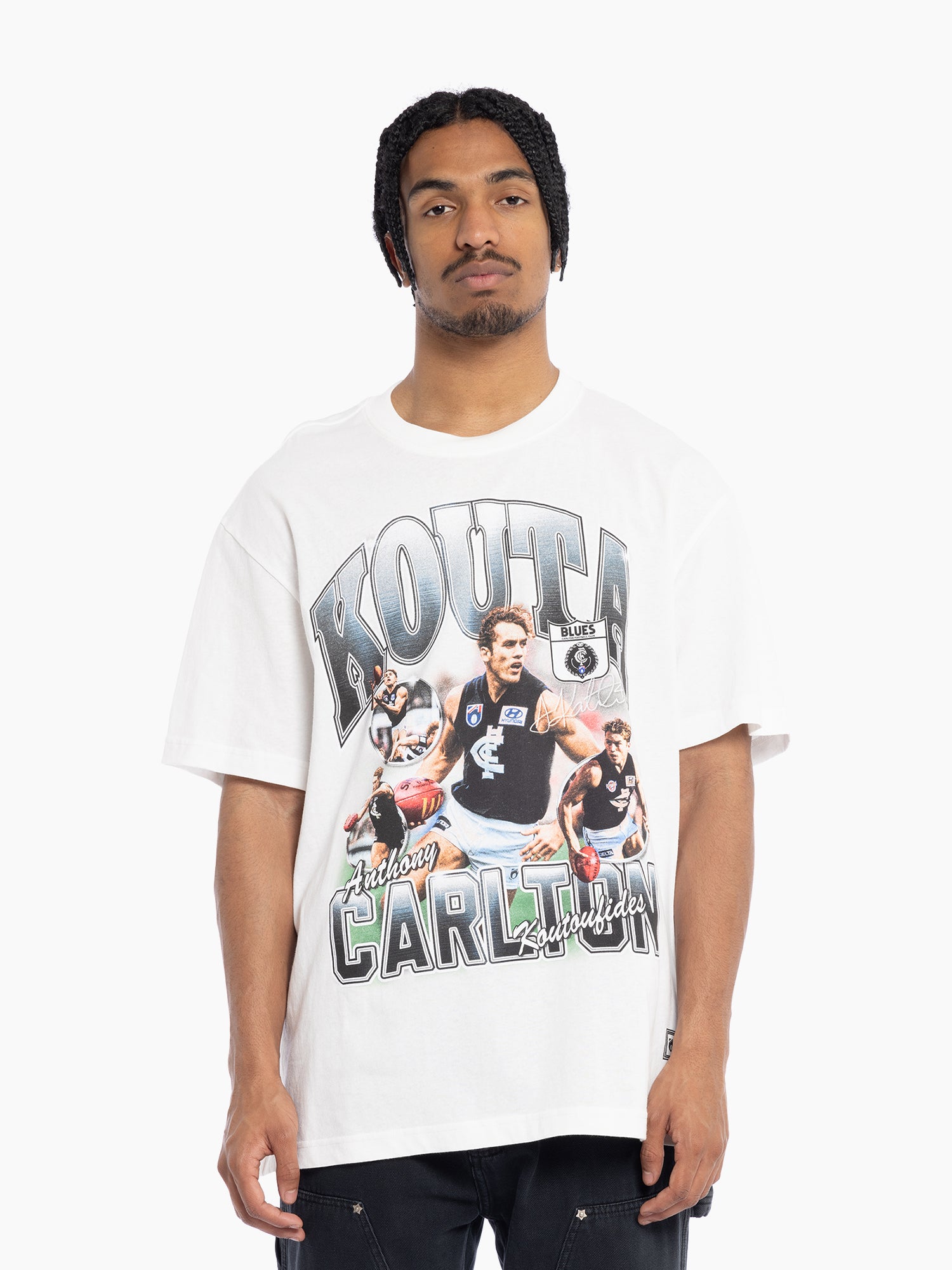 Carlton Blues - Mitchell & Ness Icon Tee - Anthony Koutoufides