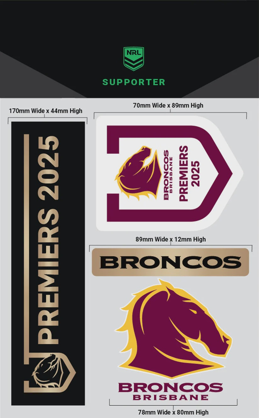 Brisbane Broncos 2025 Premiers Decal Sheet