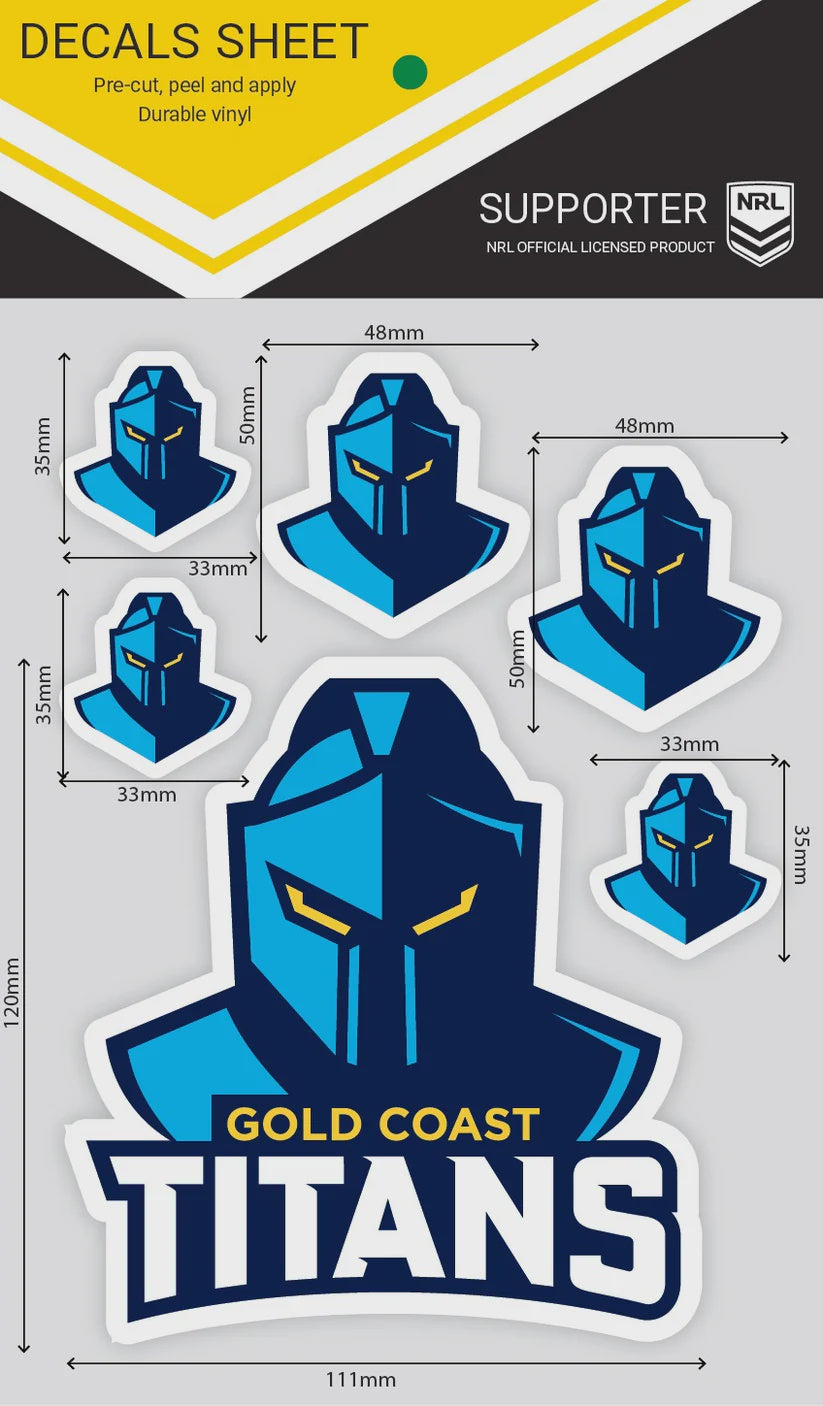 Gold Coast Titans Decal Sheet