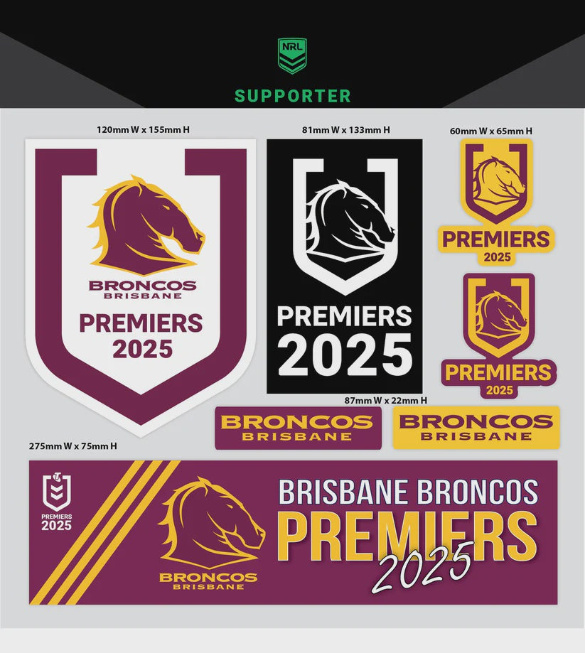 Brisbane Broncos 2025 Premiers Stickers Sheet