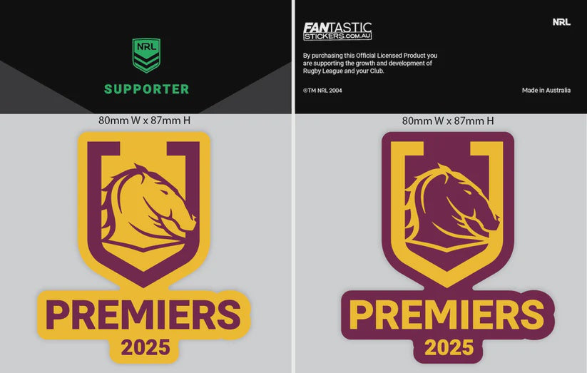 Brisbane Broncos 2025 Premiers 2 Mini Decals