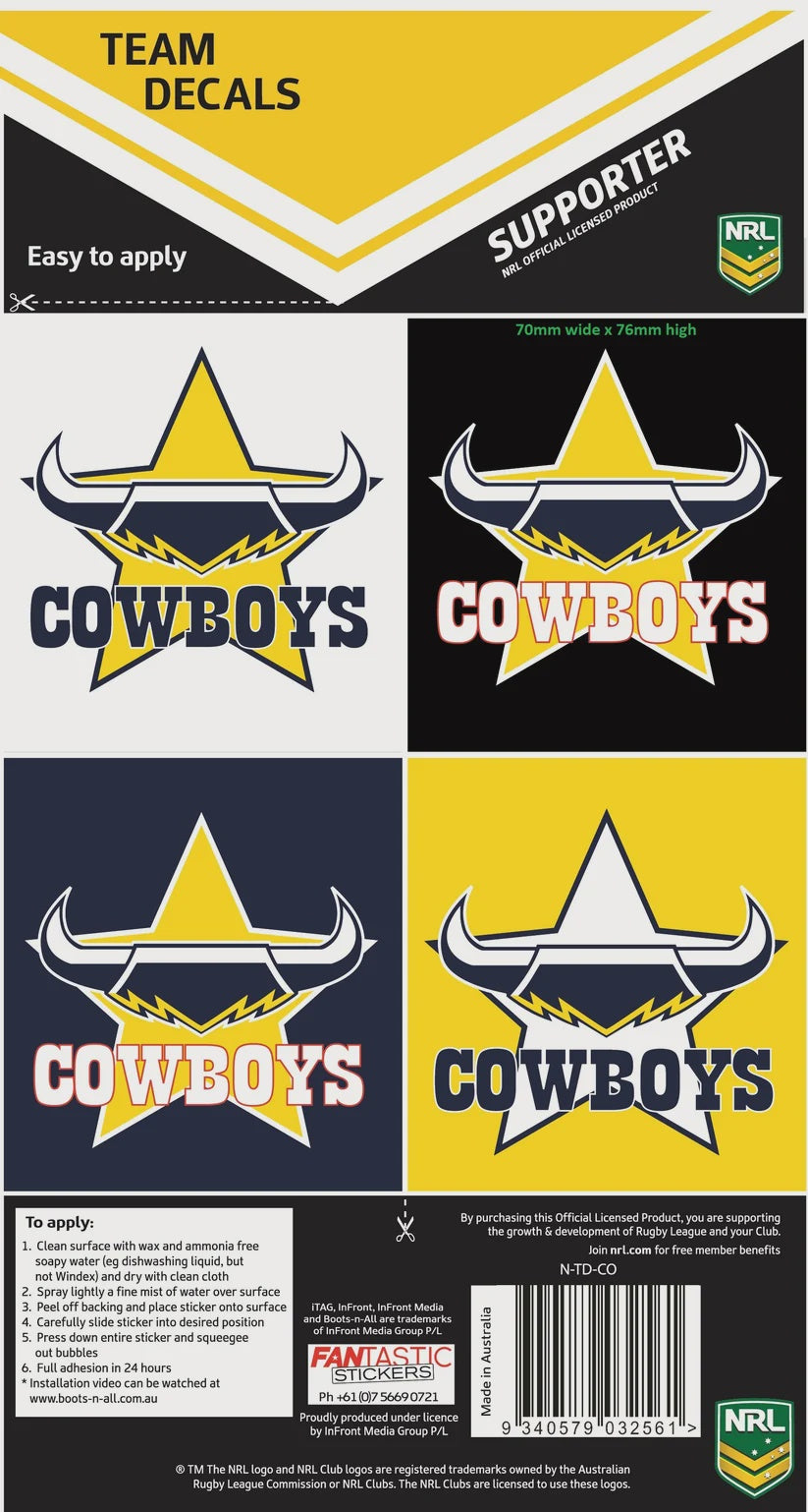 North Queensland Cowboys Team Decals