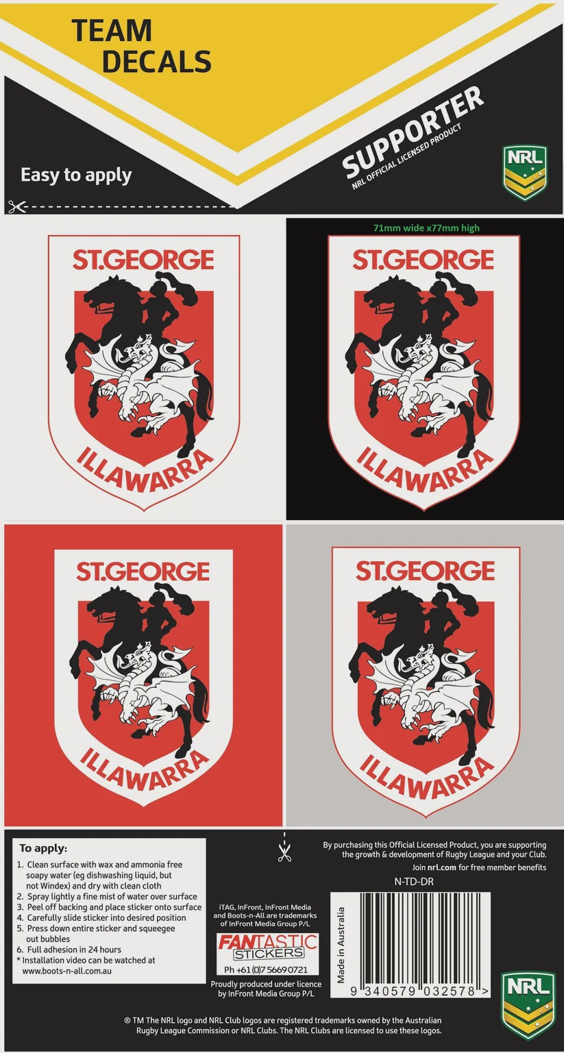 St George Illawarra Dragons Team Decals