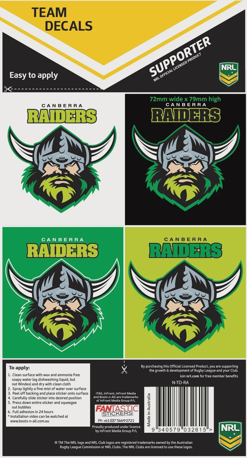 Canberra Raiders Team Decals