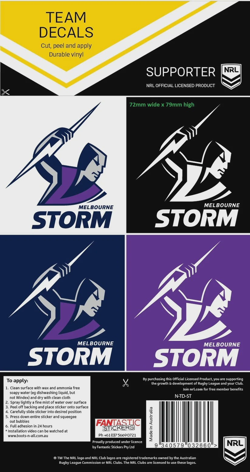 Melbourne Storm Team Decals