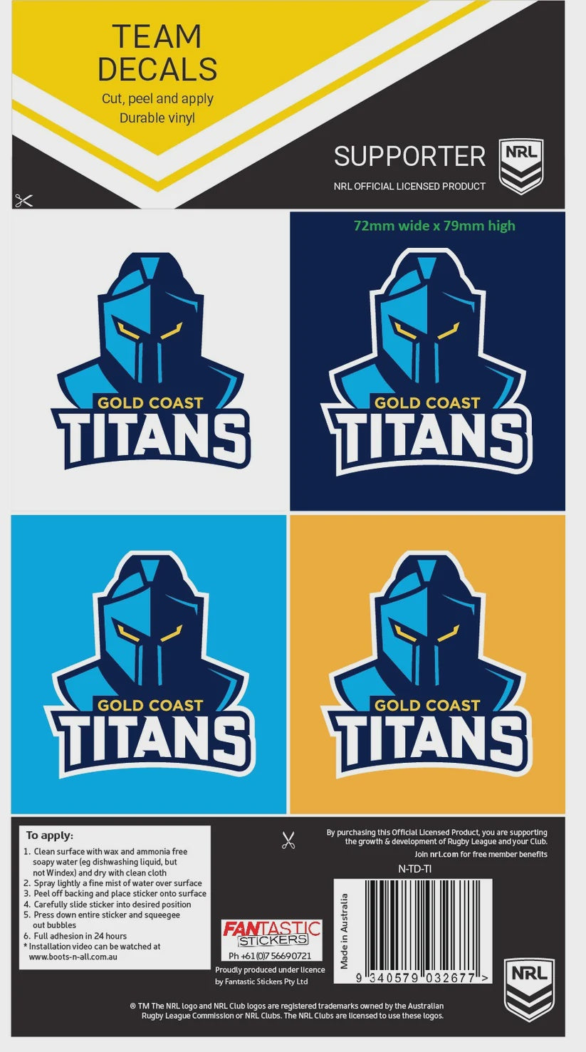 Gold Coast Titans Team Decals