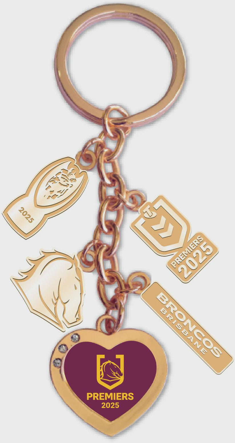 Brisbane Broncos 2025 Premiers Charm Keyring