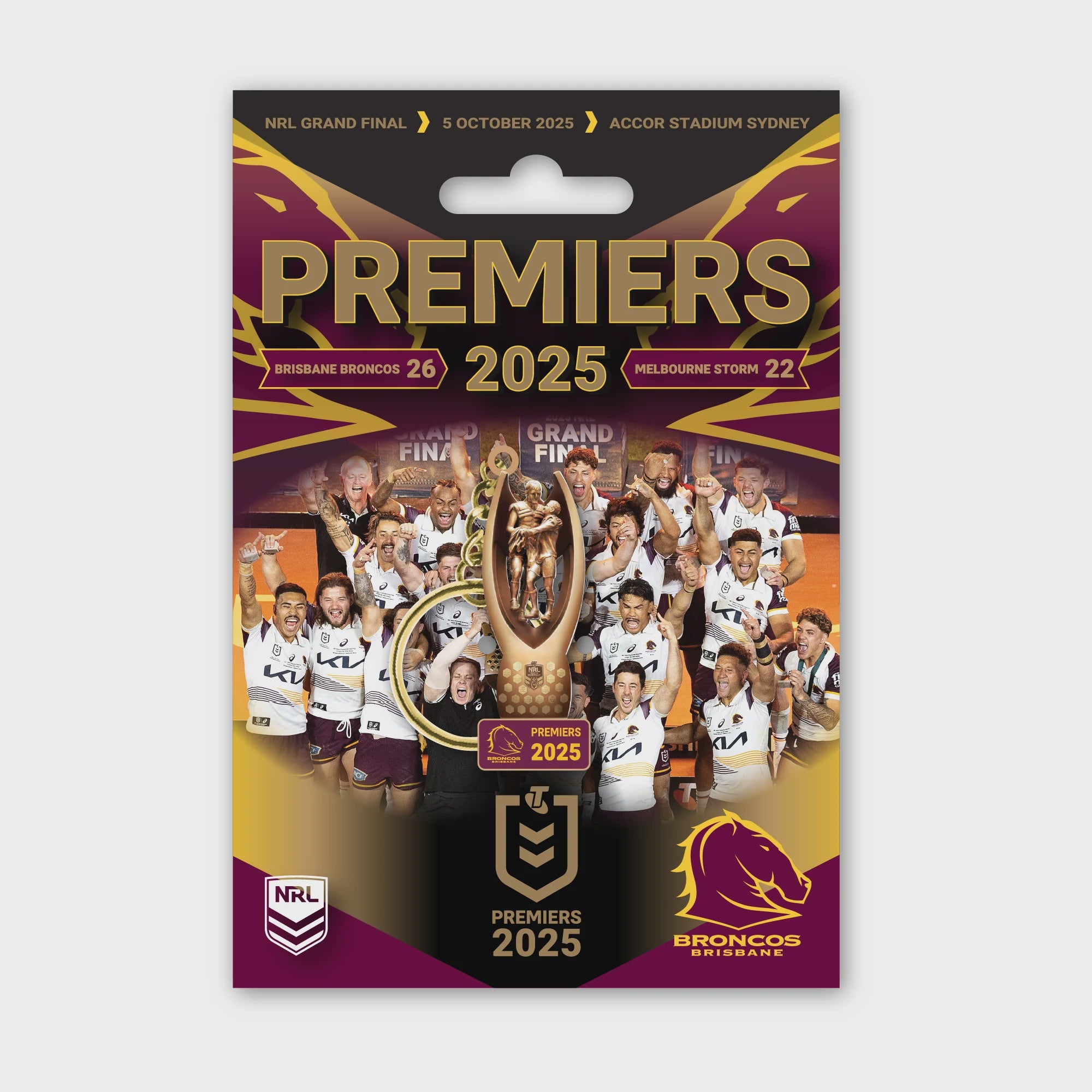 Brisbane Broncos 2025 Premiers Trophy Keyring