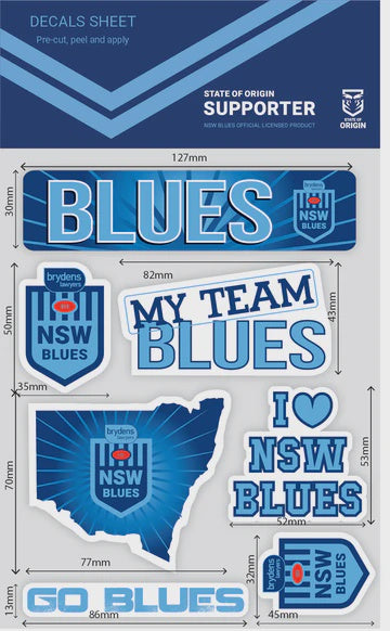 State Of Origin- New South Wales Blues Decals Sheet