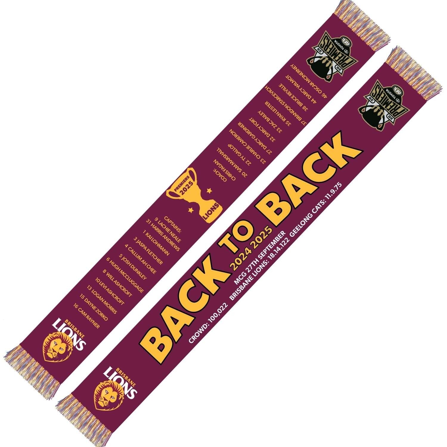 Brisbane Lions 2025 Premiers Scarf